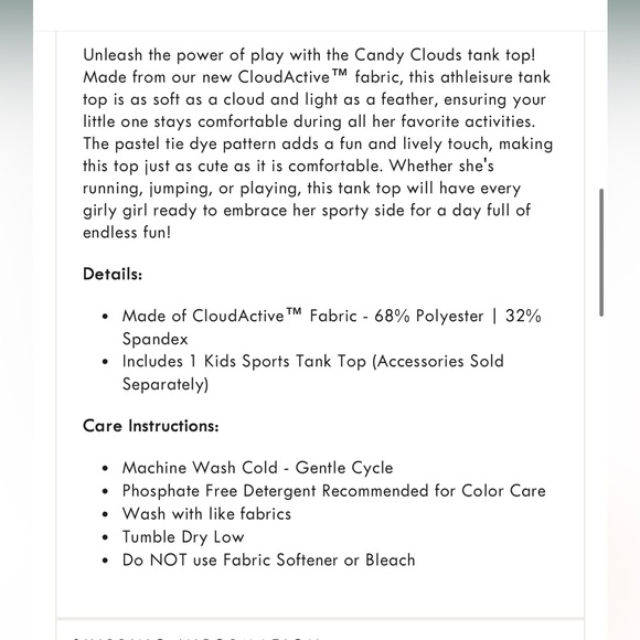 Caden Lane Kids Cloudactive Motion Candy Clouds Tie-Dye Tank Top Size 3/4T - Picture 4 of 5